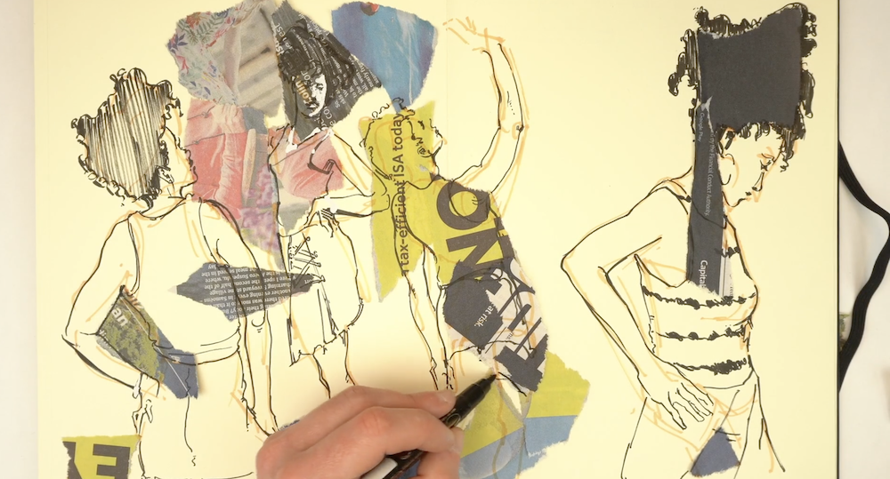 Layered Collage Drawing by Lance Richardson