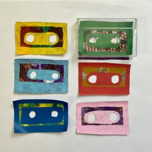 Artist's book using gelli plate prints and cassette case