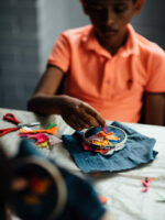 A sewing project at creative days art club