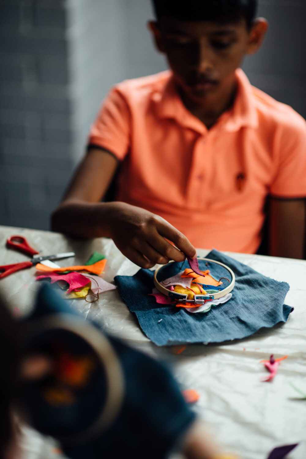 A sewing project at creative days art club