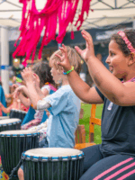 A group of children drumming