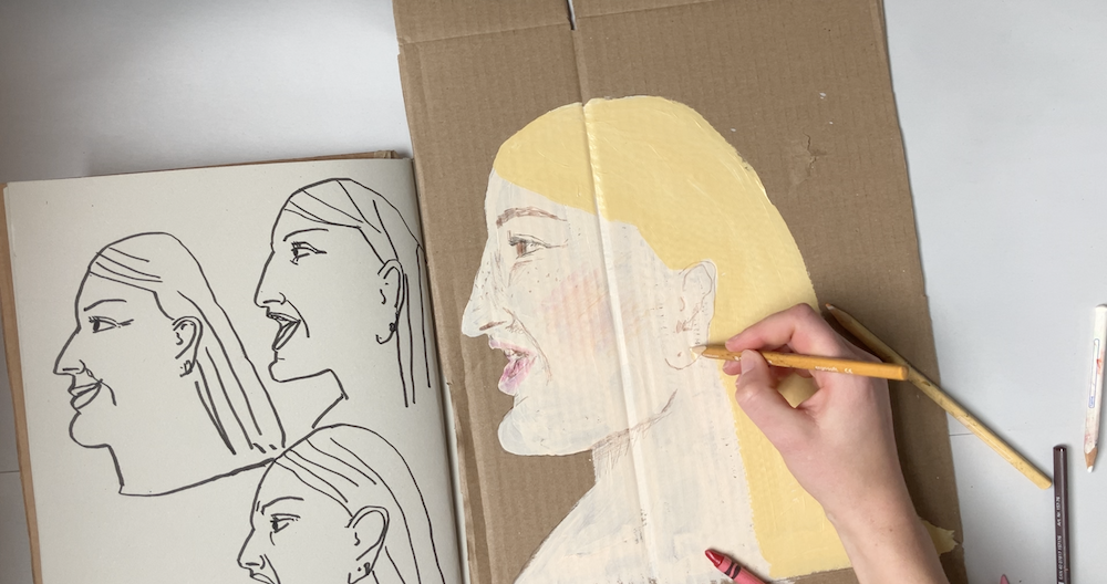 Adding Crayon To The Portrait by Tobi Meuwissen