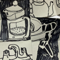 Coffee Pot Folded Drawing by Tobi Meuwissen