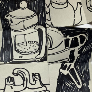 Coffee Pot Folded Drawing by Tobi Meuwissen