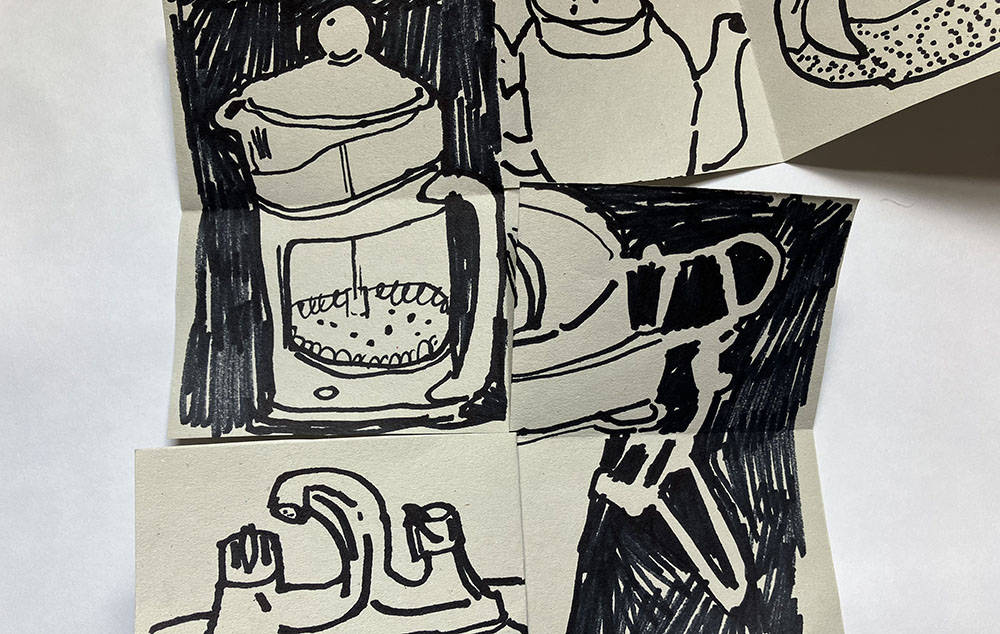 Coffee Pot Folded Drawing by Tobi Meuwissen