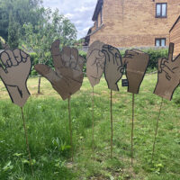 Cardboard Hands Outside