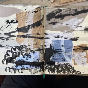 An A3 collage inspired by John Piper's landscapes.