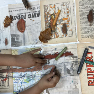 Drawings of Sticks and Leaves in Oil Pastel at MMPS by Tobi Meuwissen