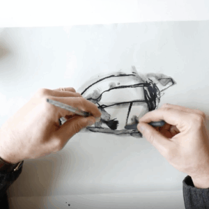 Charcoal and Water Drawing of a Lemon by Joe Gamble