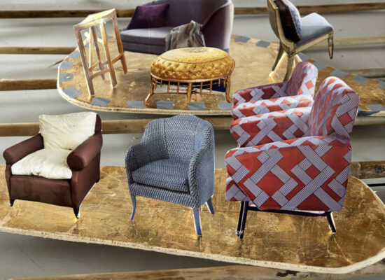 Small sculptures of chairs