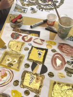 Collaging squares and triangles by Nichola Dalton