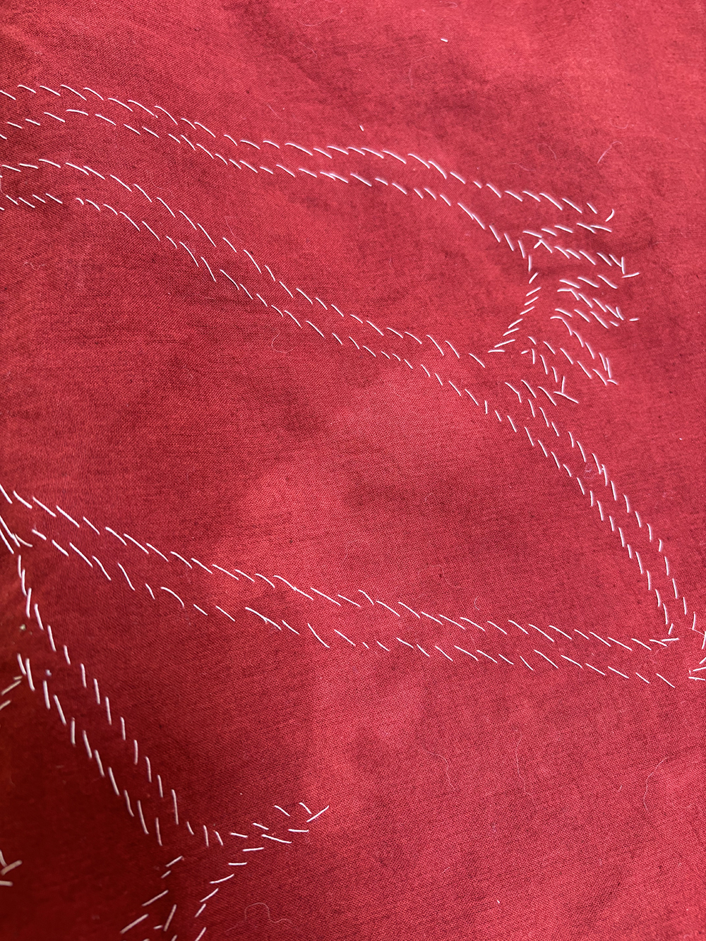 the back of the banner showing the stitches attaching the AccessArt bird