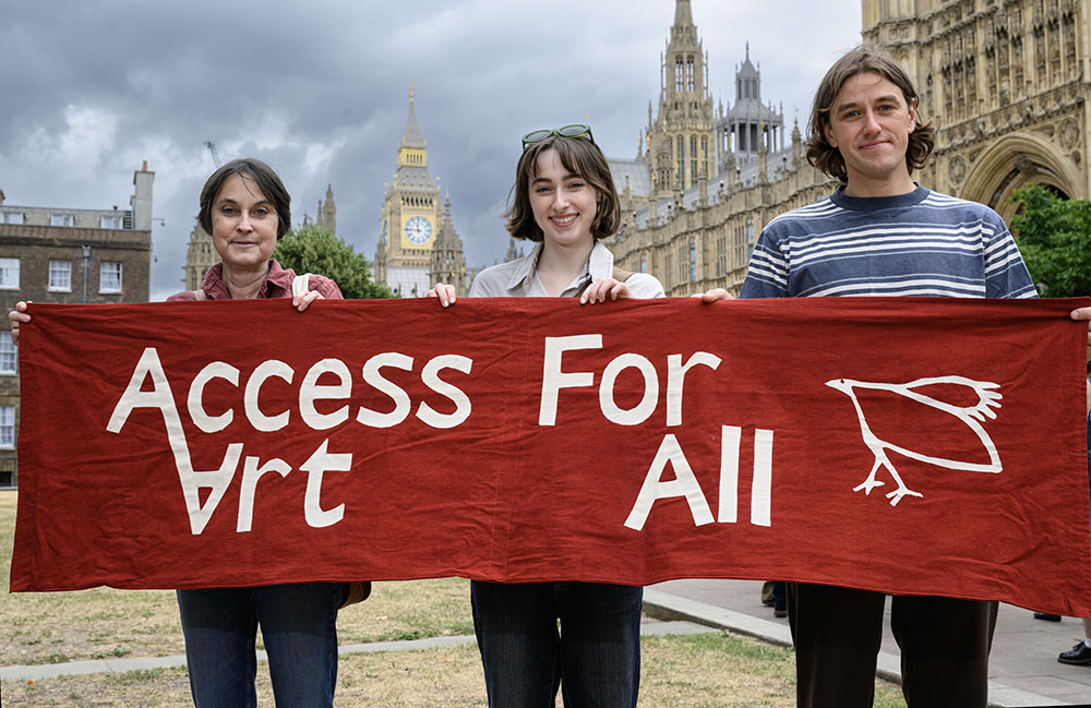 out and about with the AccessArt Banner: "AccessArt for All" at the Palace of Westminster