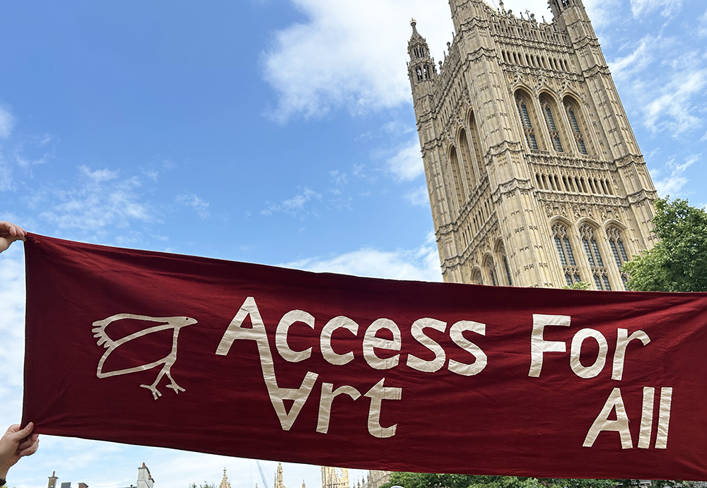 out and about with the AccessArt Banner: "AccessArt for All" at the Palace of Westminster
