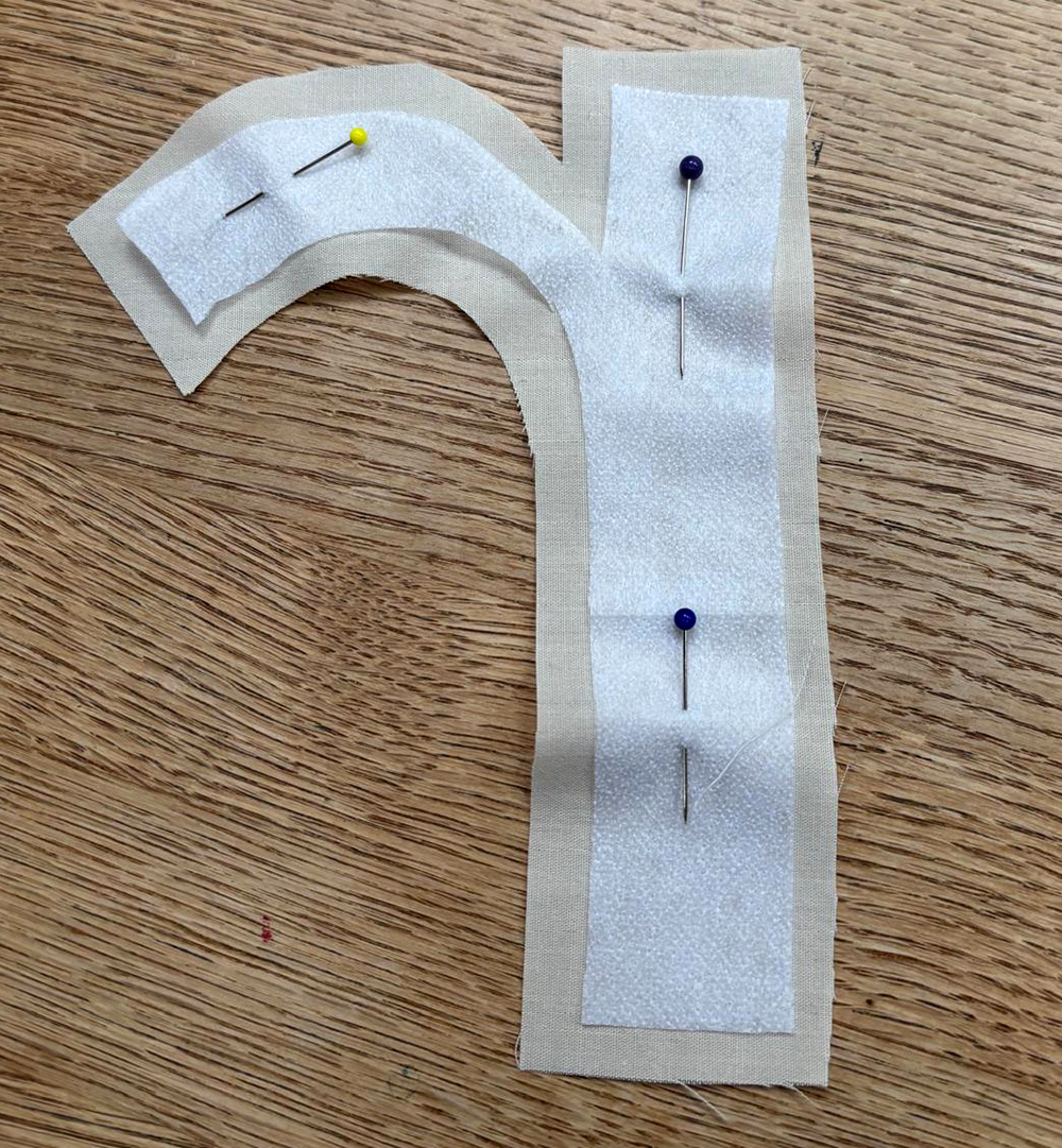 interfacing cut to fit the reverse of each letter