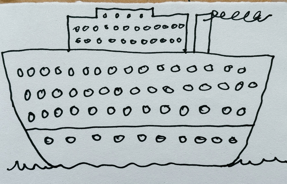 A drawing of a boat which would never share the same values as AccessArt