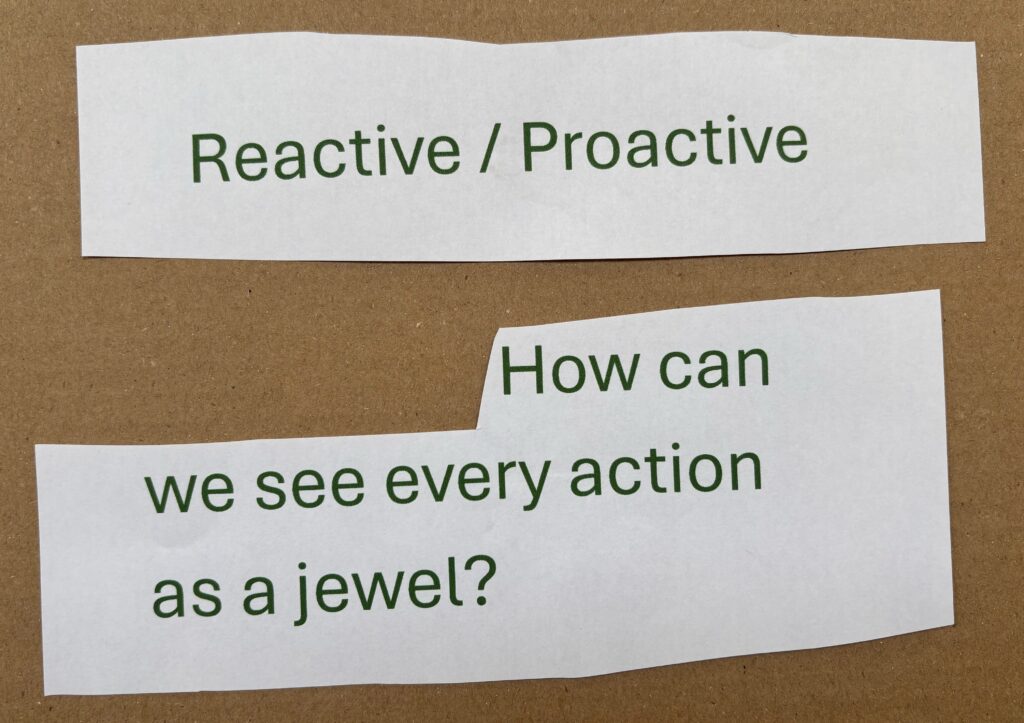 Photographs of text sharing AccessArt Values on pieces of paper